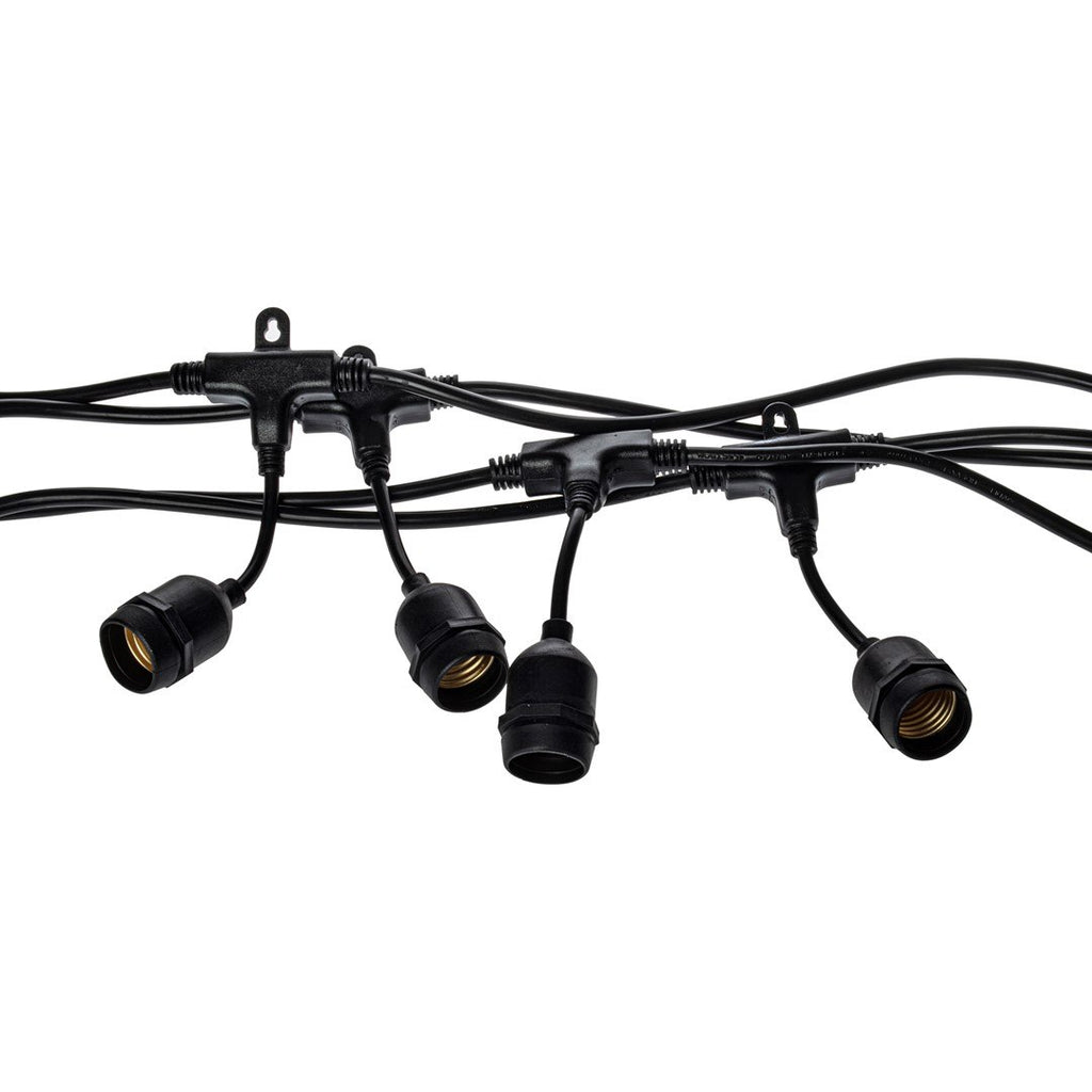 Außen-Girlande 10m für 10x E27 Lampen, Schwarz, IP44 - Milagro