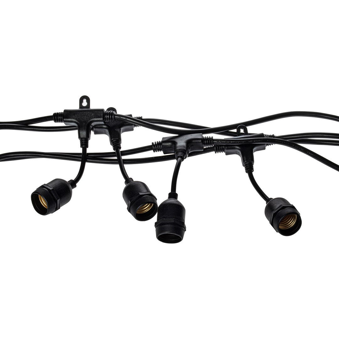 Außen-Girlande 10m für 10x E27 Lampen, Schwarz, IP44 - Milagro
