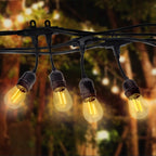 Außen-Girlande 10m für 10x E27 Lampen, Schwarz, IP44 - Milagro