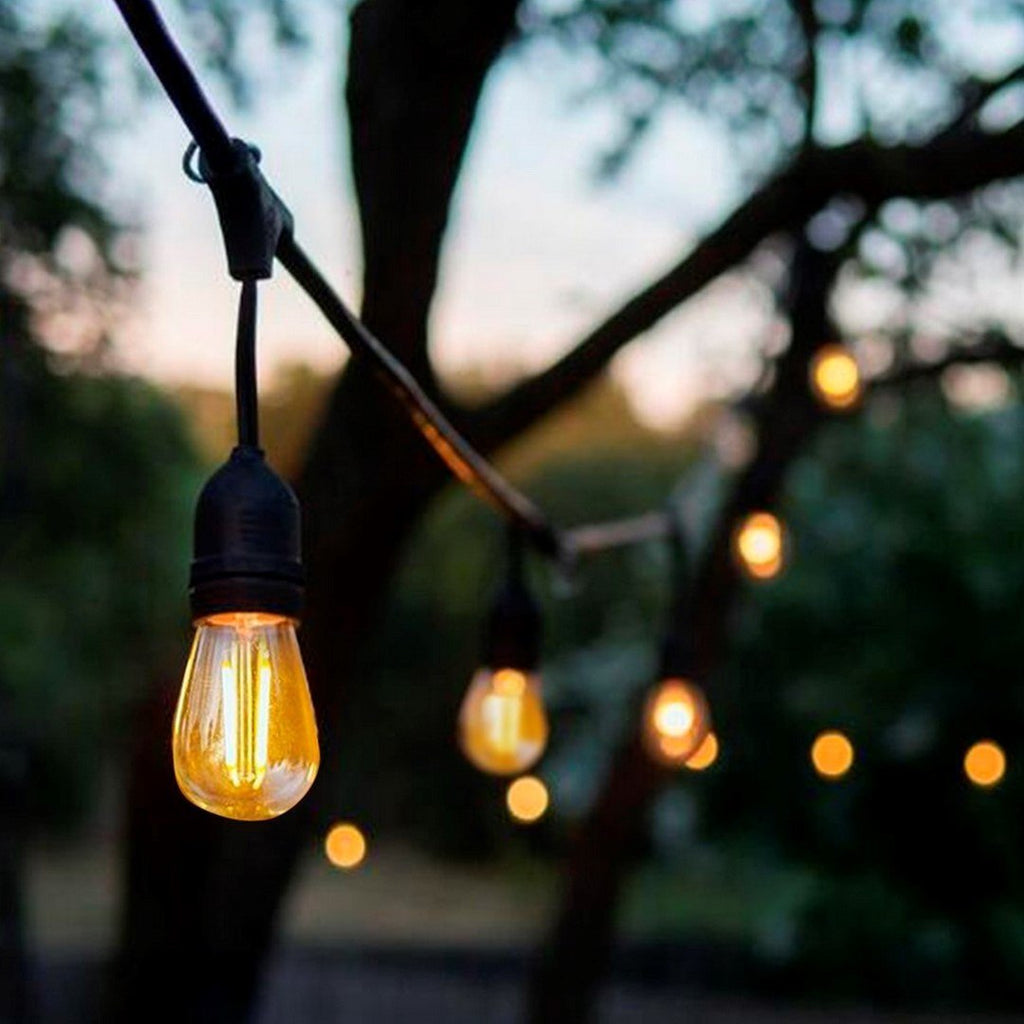 Außen-Girlande 10m für 10x E27 Lampen, Schwarz, IP44 - Milagro