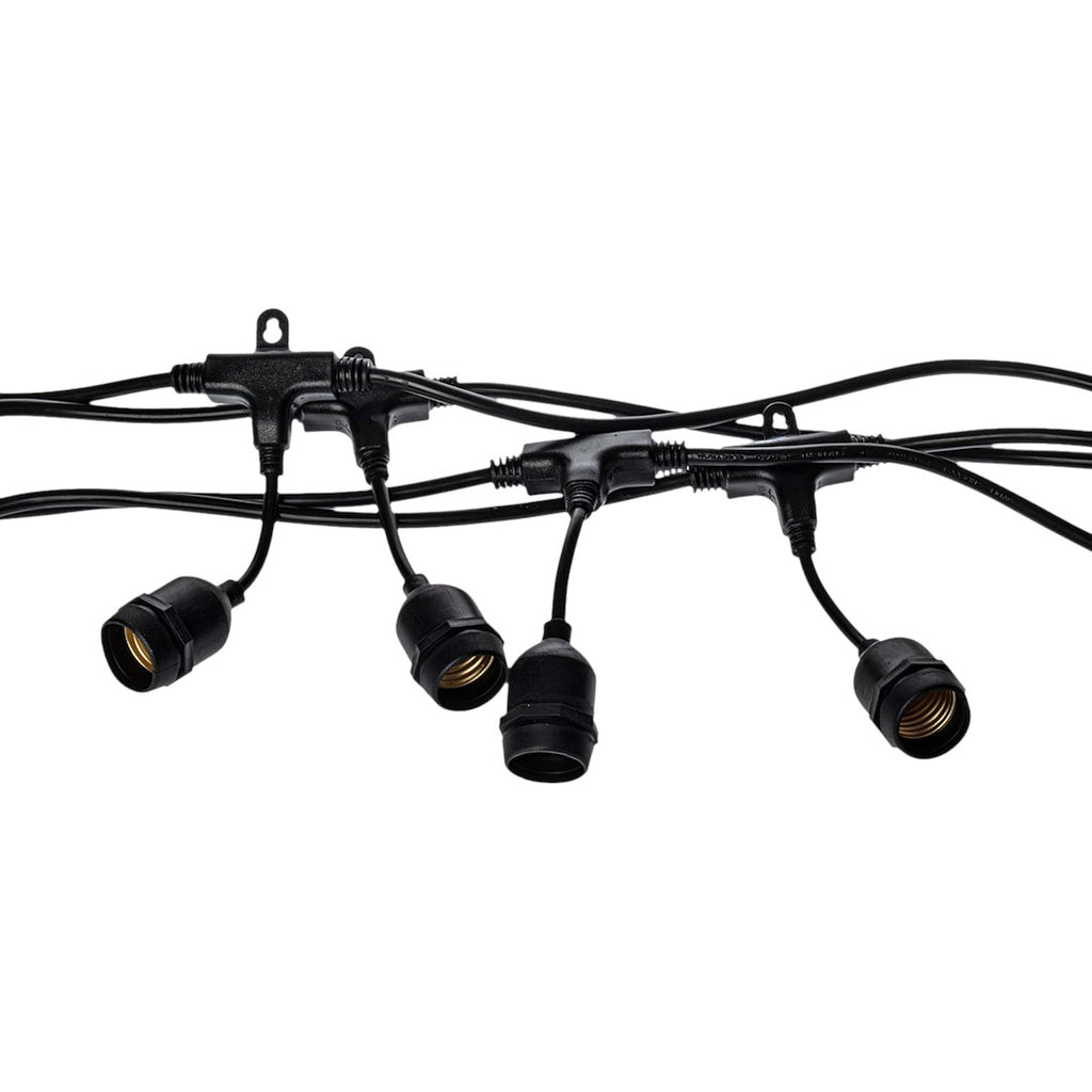 Außen-Girlande 15m für 10x E27 Lampen, Schwarz, IP44 - Milagro