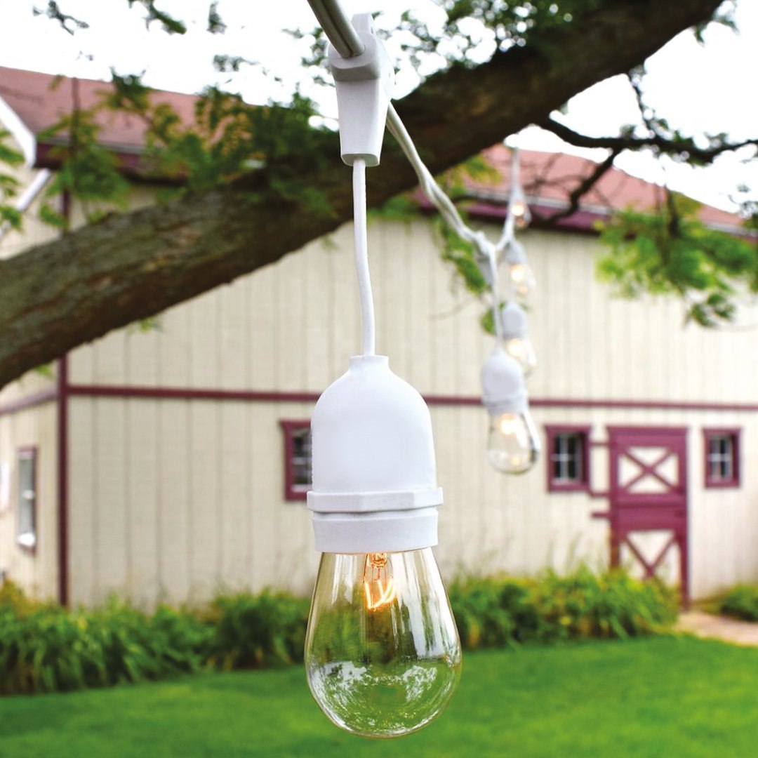 Außen-Girlande 15m für 15x E27 Lampen, Weiß, IP44 - Milagro