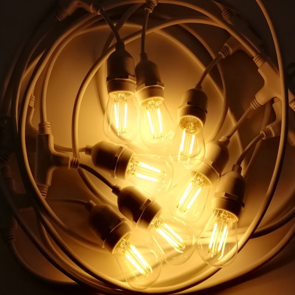 Außen-Girlande 15m für 15x E27 Lampen, Weiß, IP44 - Milagro