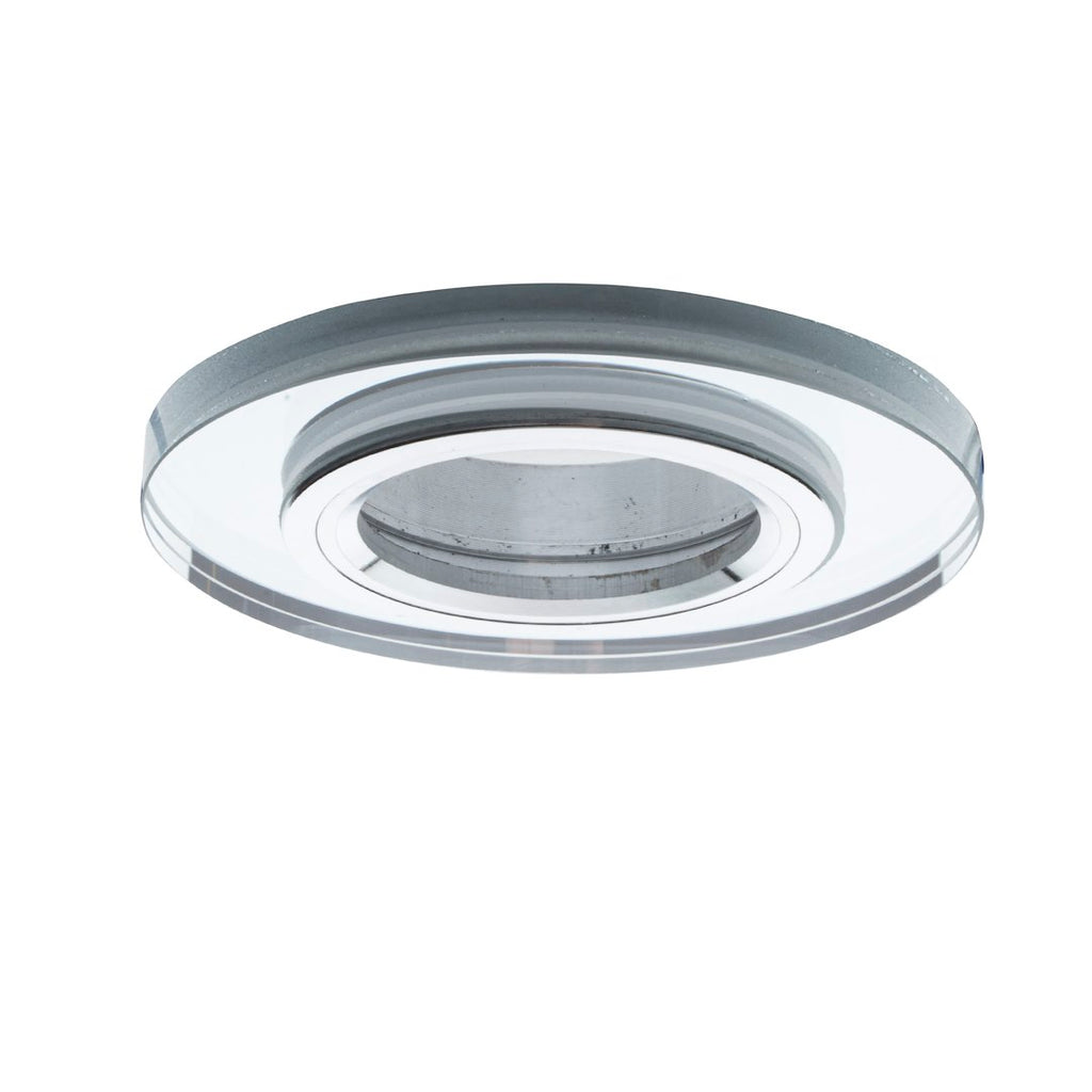 Deckeneinbau-Rahmen Rund GLAS (1x GU10) Silber - Milagro