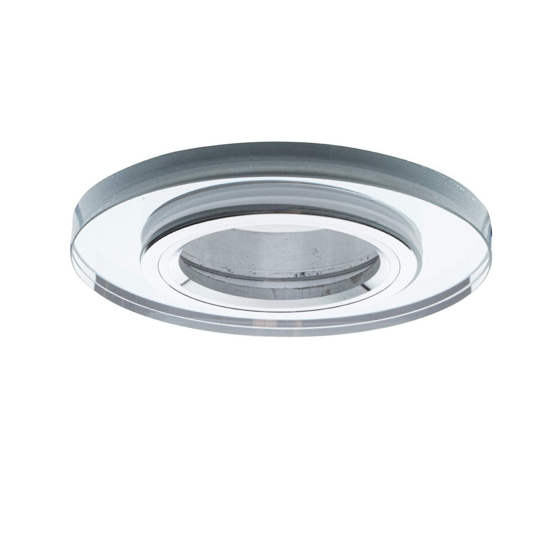 Deckeneinbau-Rahmen Rund GLAS (1x GU10) Silber - Milagro