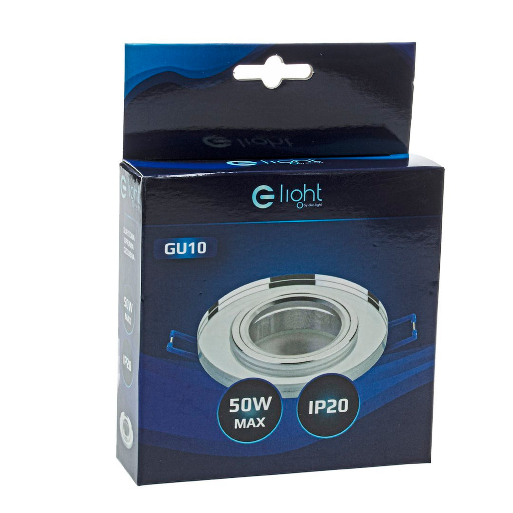 Deckeneinbau-Rahmen Rund GLAS (1x GU10) Silber - Milagro