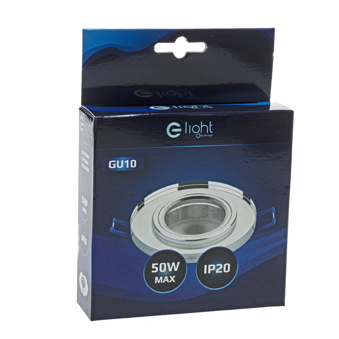 Deckeneinbau-Rahmen Rund GLAS (1x GU10) Silber - Milagro