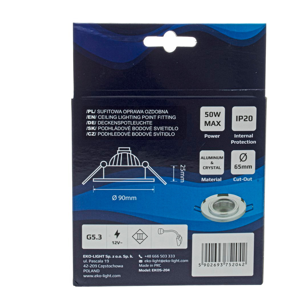 Deckeneinbau-Rahmen Rund GLAS (1x GU10) Silber - Milagro