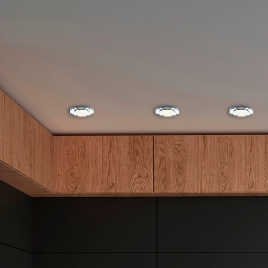 Deckeneinbau-Rahmen Rund GLAS (1x GU10) Silber - Milagro