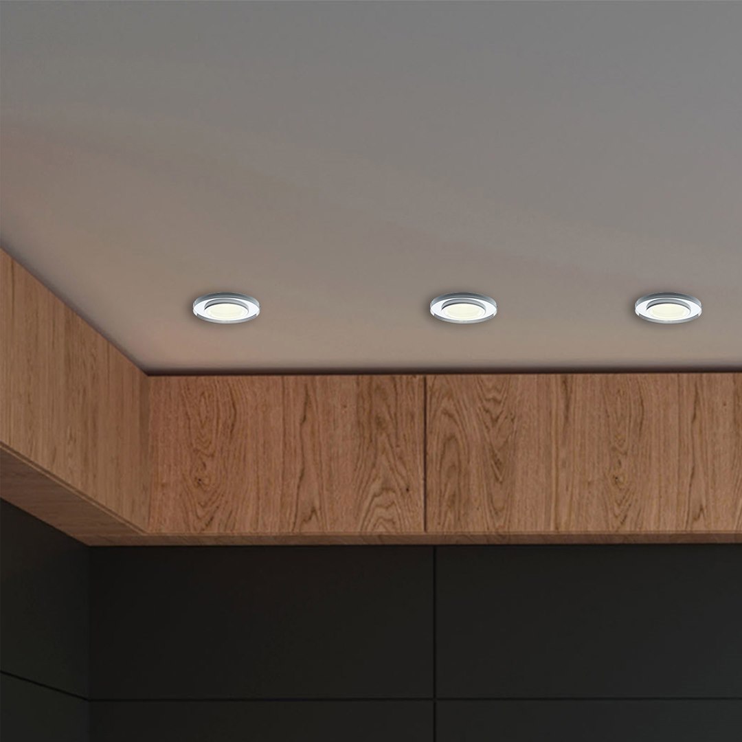 Deckeneinbau-Rahmen Rund GLAS (1x GU10) Silber - Milagro