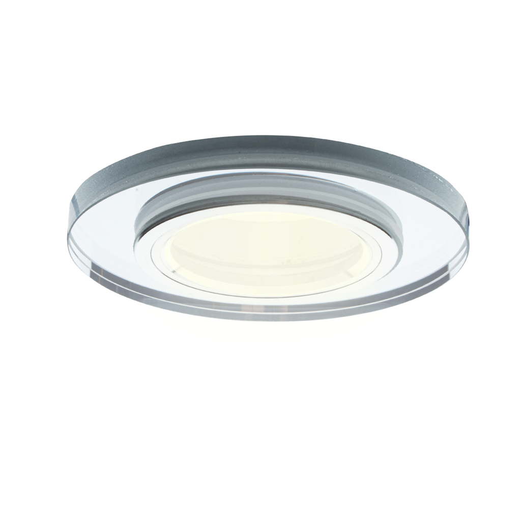 Deckeneinbau-Rahmen Rund GLAS (1x GU10) Silber - Milagro