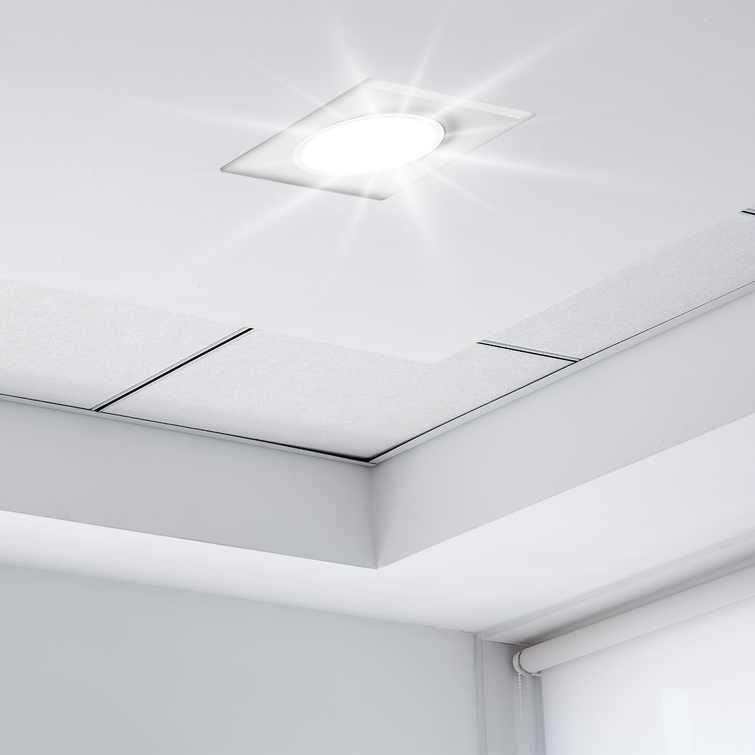 Deckeneinbau-Rahmen Eckig GLAS (1x GU10) Weiß - Milagro