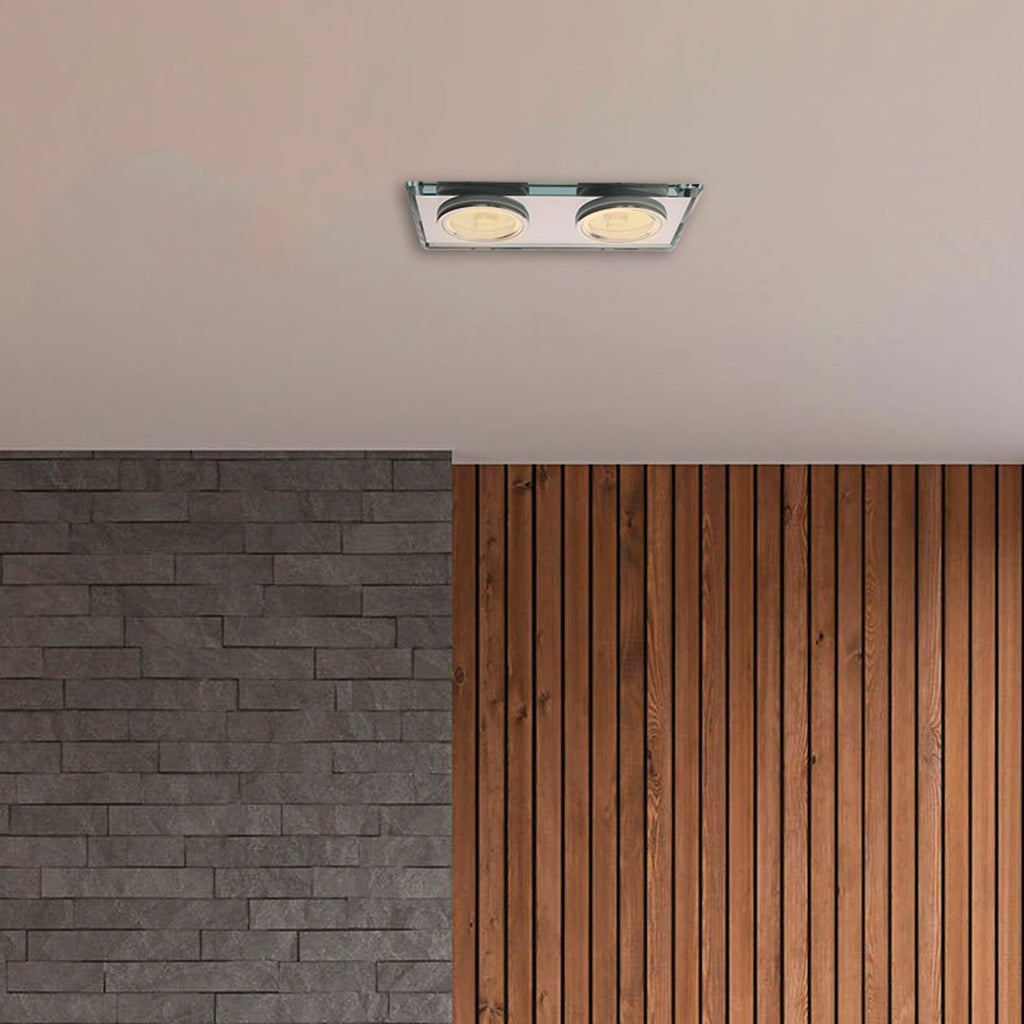 Deckeneinbau-Rahmen Eckig (2x GU10) Silber - Milagro