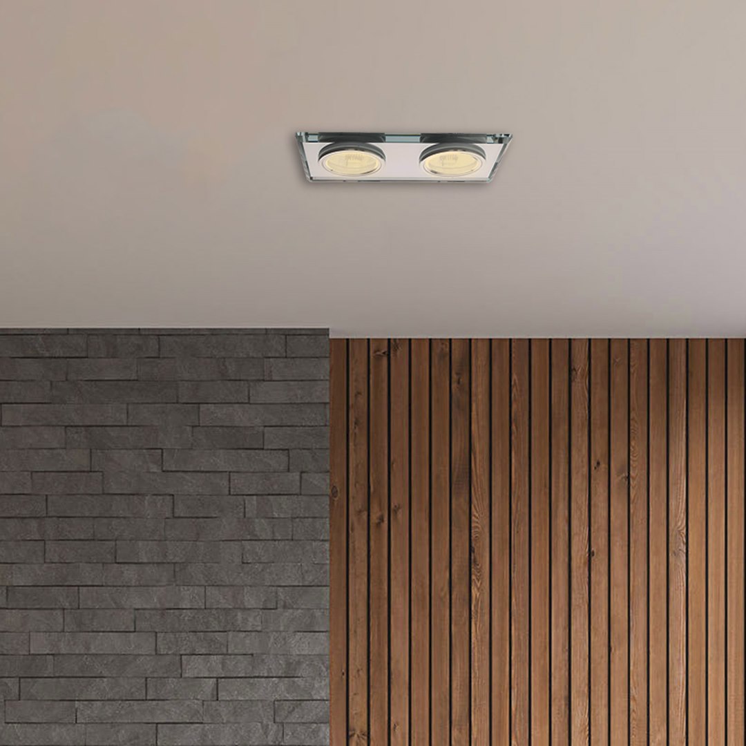 Deckeneinbau-Rahmen Eckig (2x GU10) Silber - Milagro
