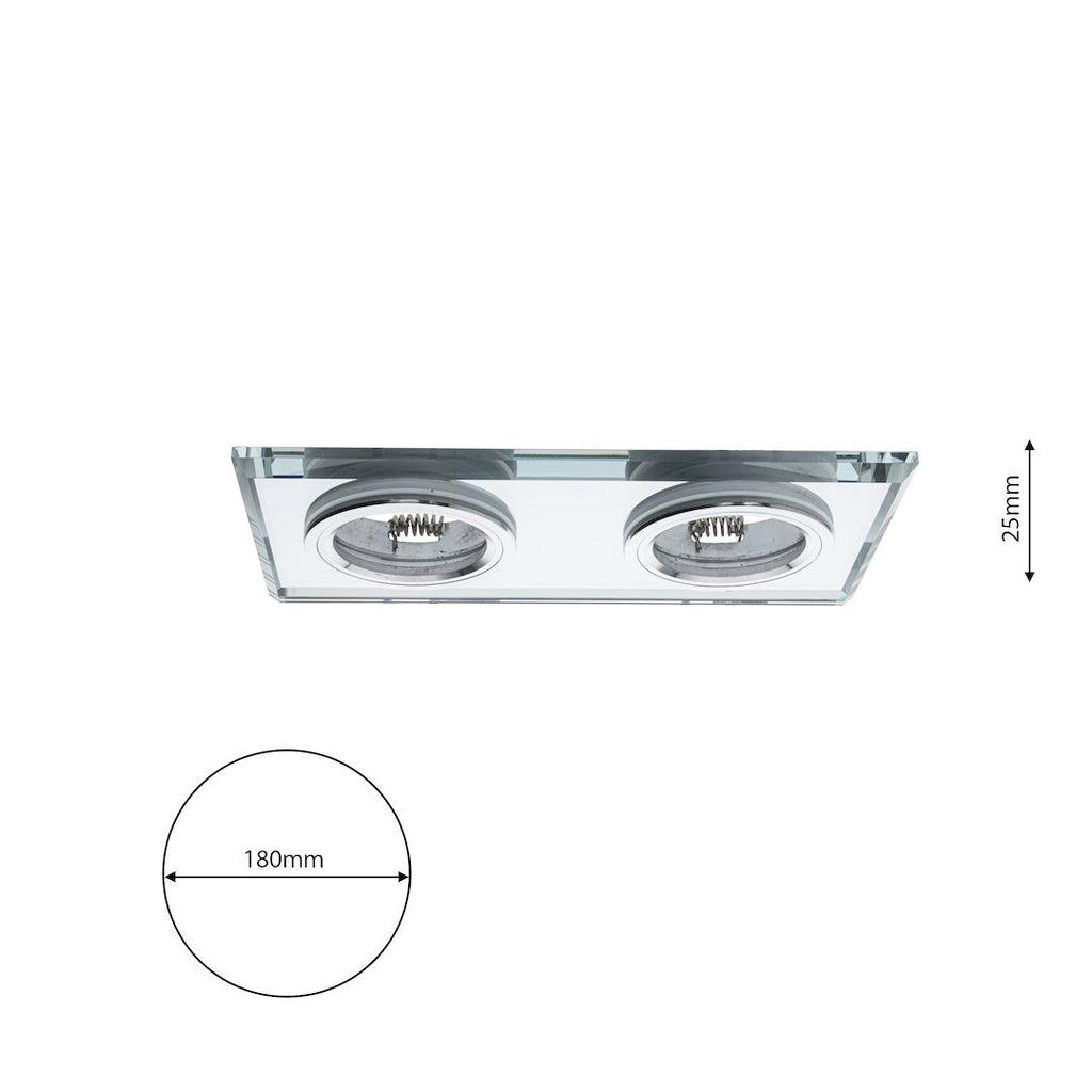 Deckeneinbau-Rahmen Eckig (2x GU10) Silber - Milagro