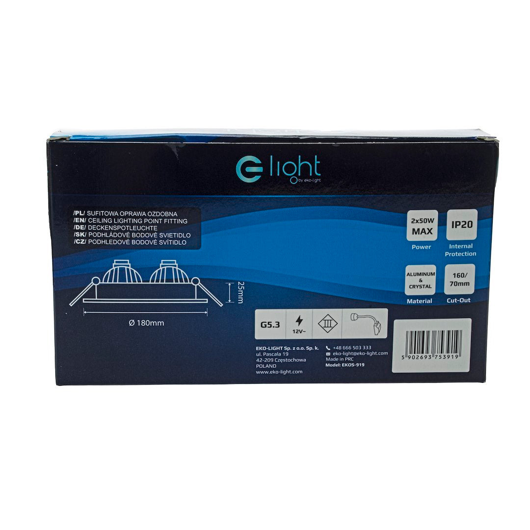 Deckeneinbau-Rahmen Eckig (2x GU10) Silber - Milagro