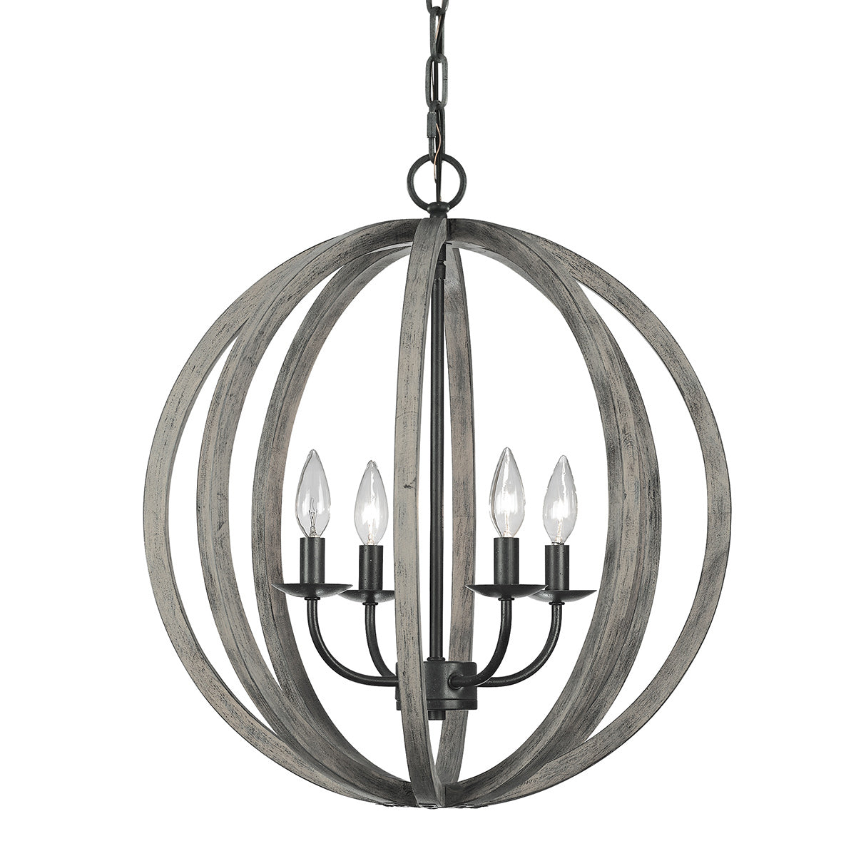 Pendelleuchte Allier (Weathered Oak Wood/Antique Forged Iron) 4x - Elstead Lighting