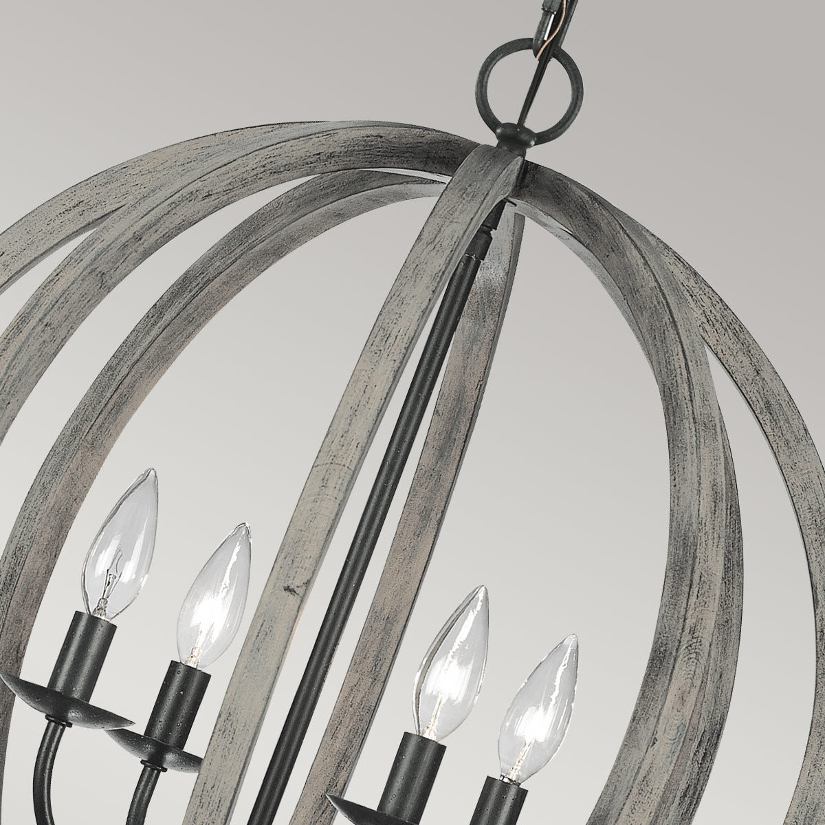 Pendelleuchte Allier (Weathered Oak Wood/Antique Forged Iron) 4x - Elstead Lighting