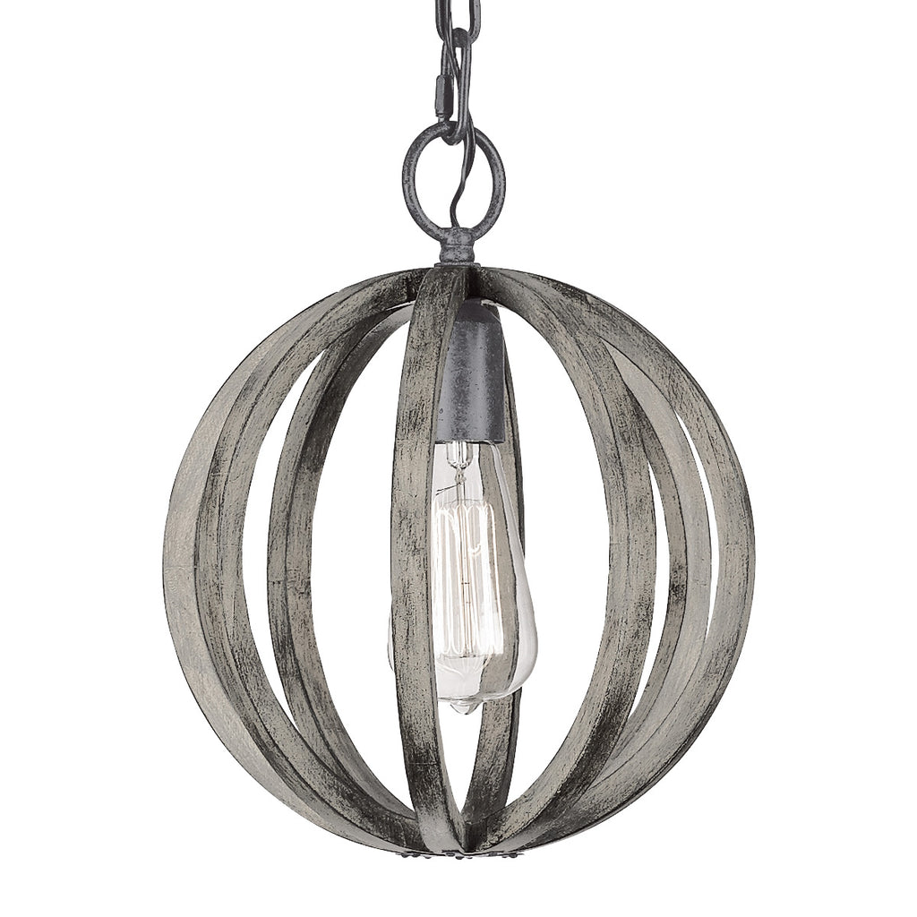 Pendelleuchte Allier (Weathered Oak Wood/Antique Forged Iron) 1x - Elstead Lighting