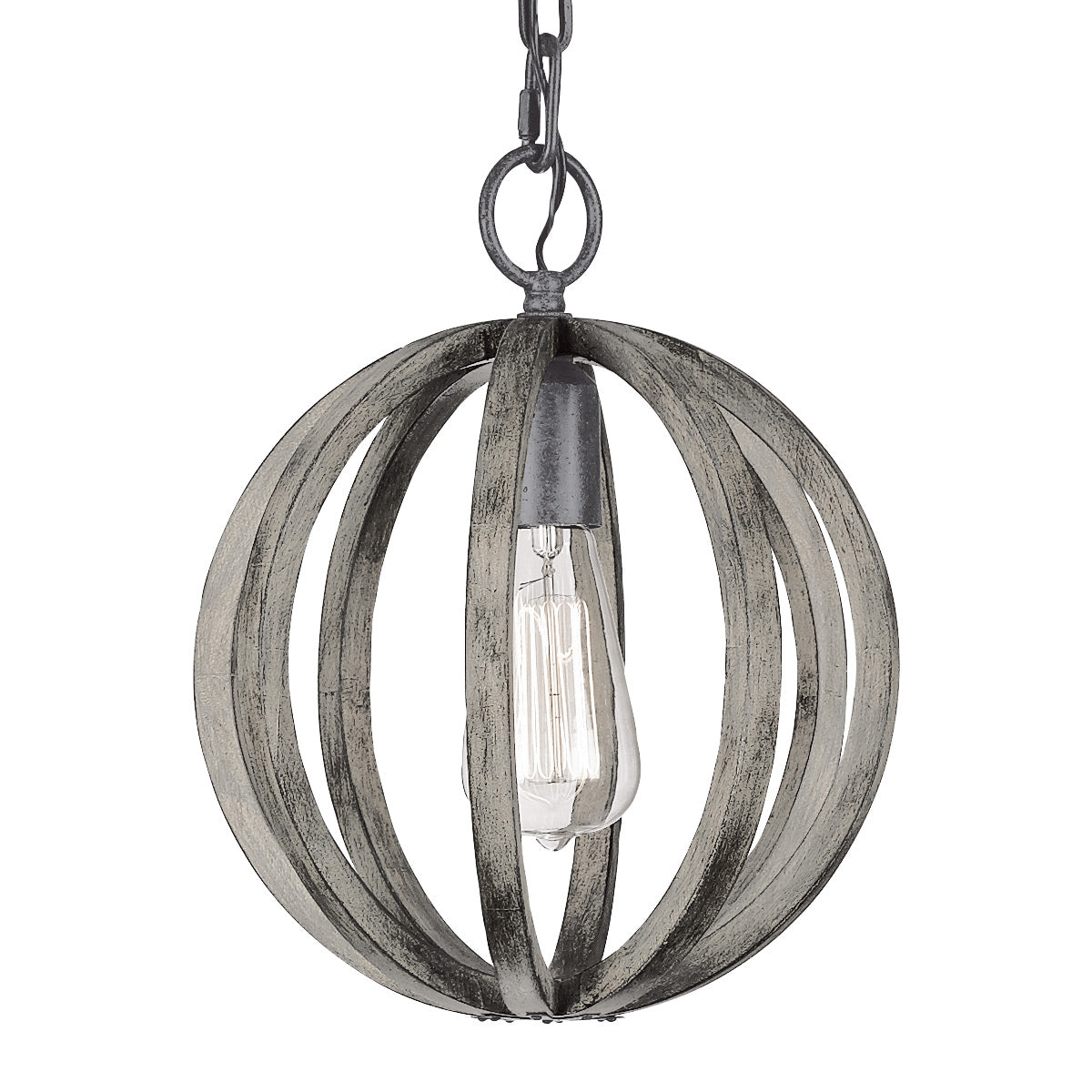 Pendelleuchte Allier (Weathered Oak Wood/Antique Forged Iron) 1x - Elstead Lighting