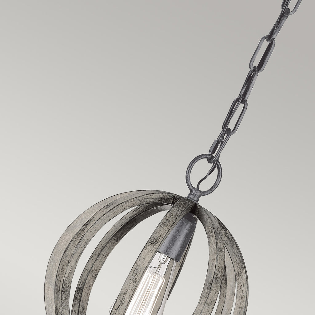 Pendelleuchte Allier (Weathered Oak Wood/Antique Forged Iron) 1x - Elstead Lighting