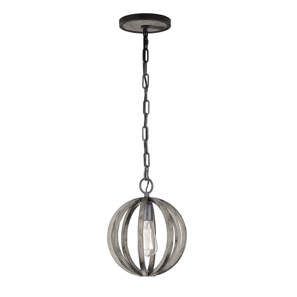 Pendelleuchte Allier (Weathered Oak Wood/Antique Forged Iron) 1x - Elstead Lighting