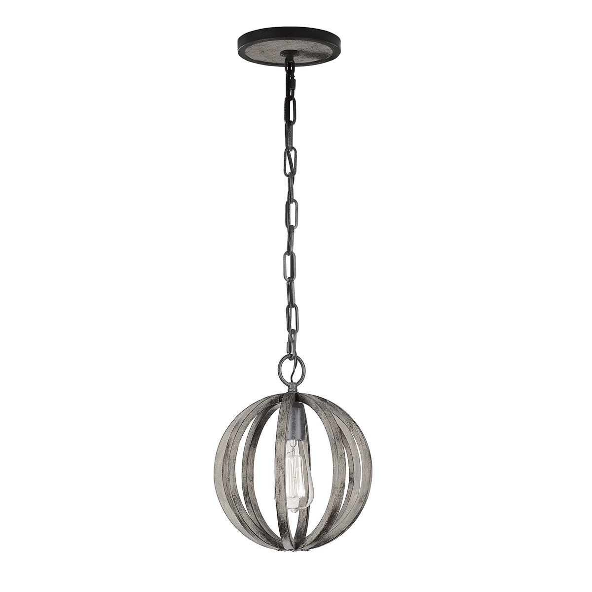 Pendelleuchte Allier (Weathered Oak Wood/Antique Forged Iron) 1x - Elstead Lighting