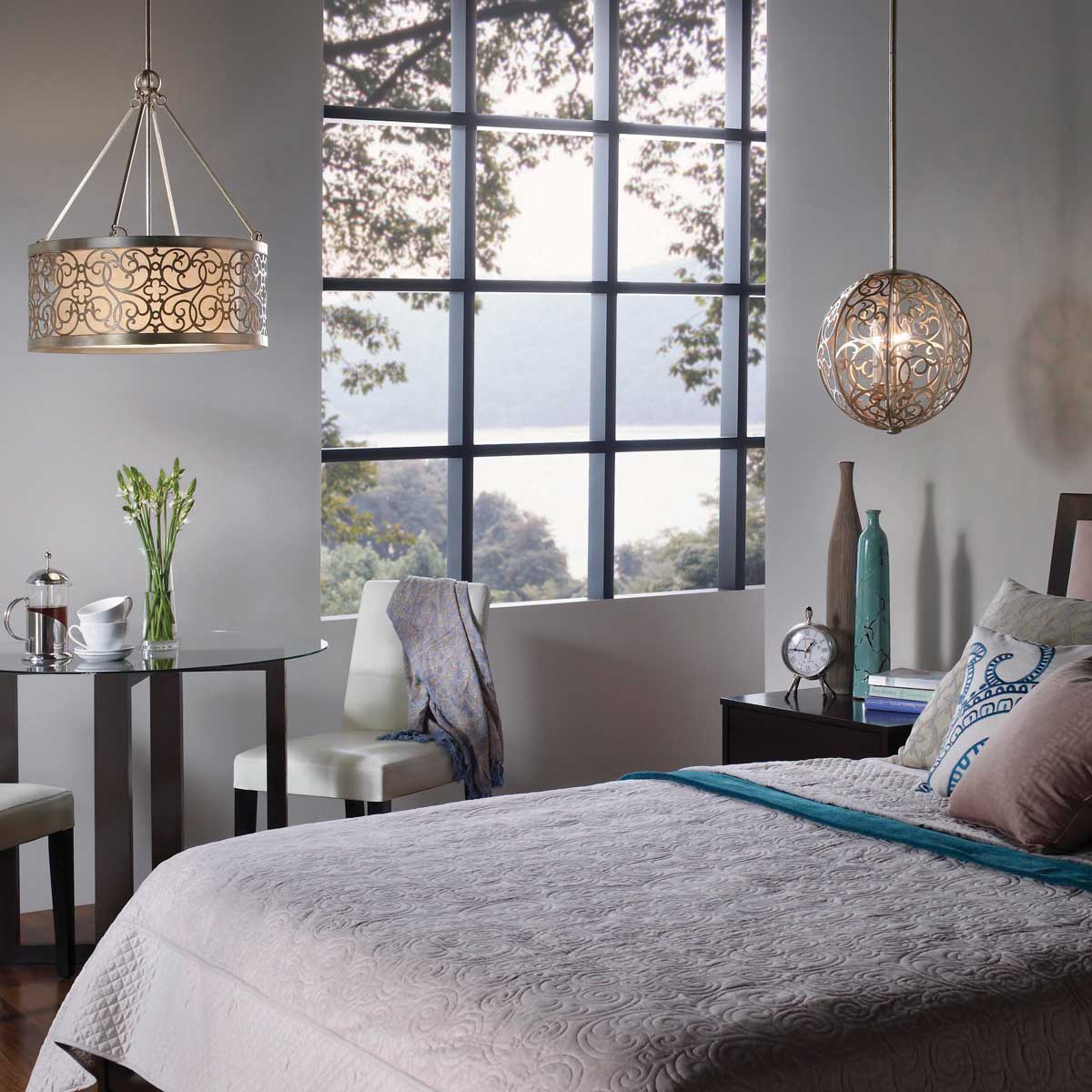 Pendelleuchte Arabesque (silberfarben) 4x - Elstead Lighting