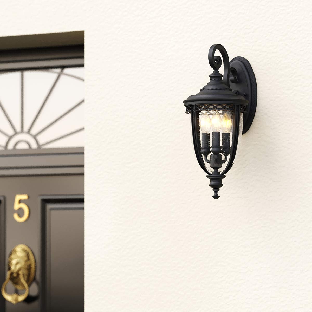 Außen-Wandleuchte English Bridle (schwarz) 3x - Elstead Lighting