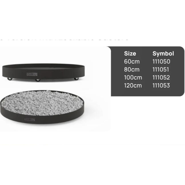 Runde Steinbasis für Feuerschale 60cm – mobile Ausführung mit Rollen & Bremse