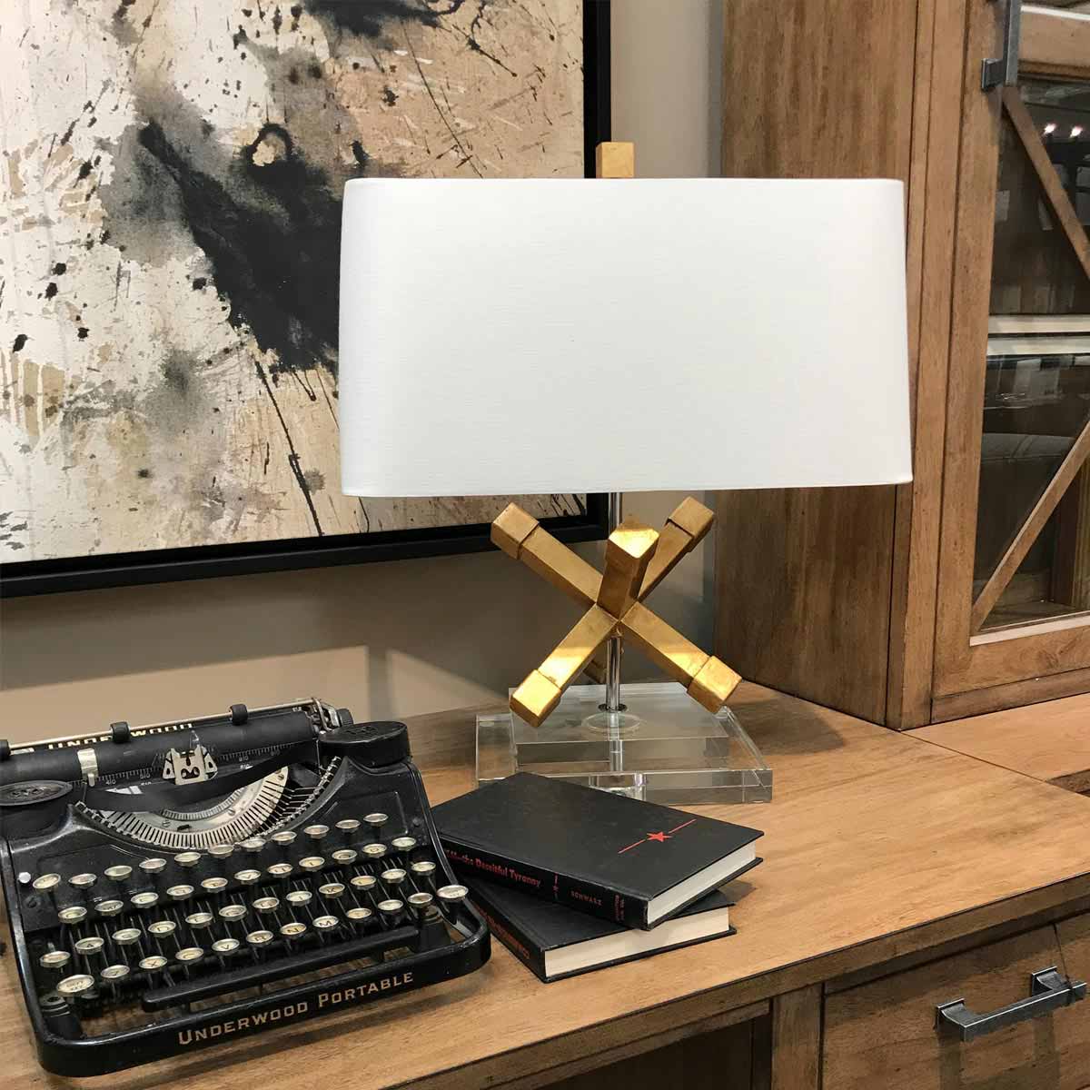 Tischleuchte Jackson Square (goldfarben) 1x - Elstead Lighting