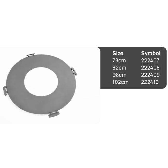 Rostfreie Grillplatte für Feuerschale 102cm mit vier Griffen