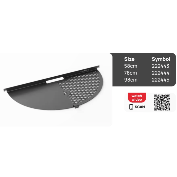 Halbrunde Grillplatte mit Grillrost 98cm für eine Feuerschale 100cm