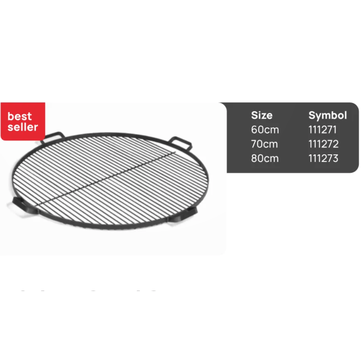 Grillrost mit 4 Griffen aus Rohstahl 80cm für Feuerschale