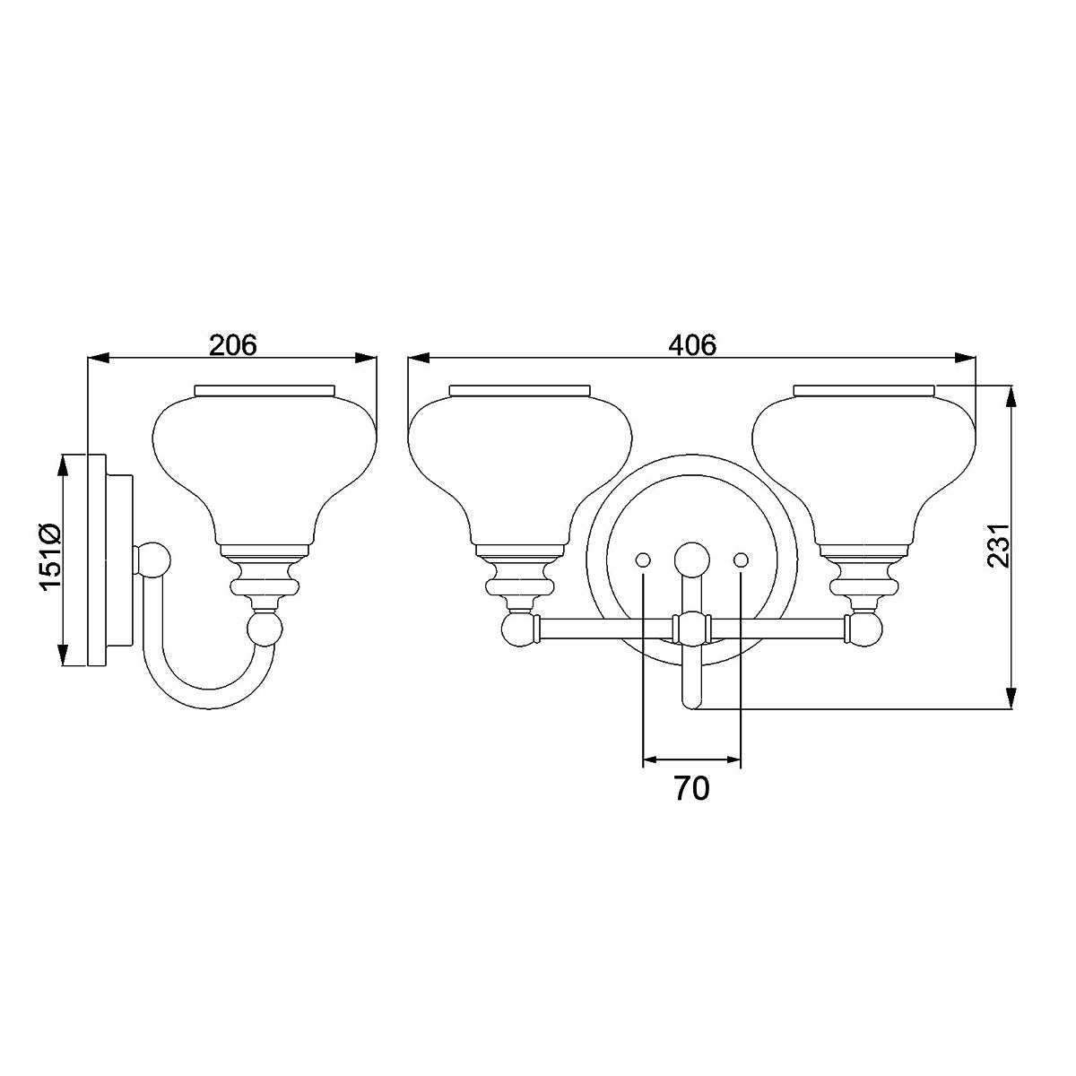 Bad-Wandleuchte Ainsley (verchromt) 2x - Elstead Lighting