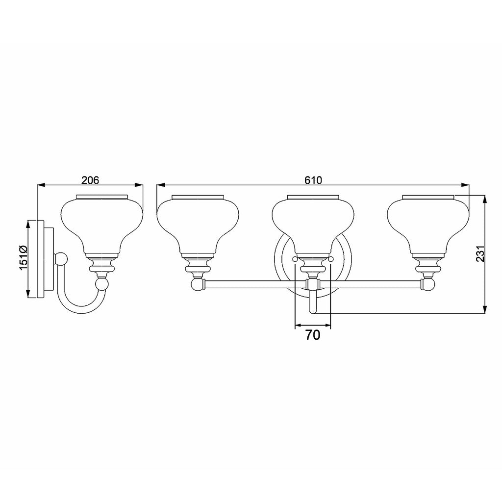Bad-Wandleuchte Ainsley (messingfarben) 3x - Elstead Lighting