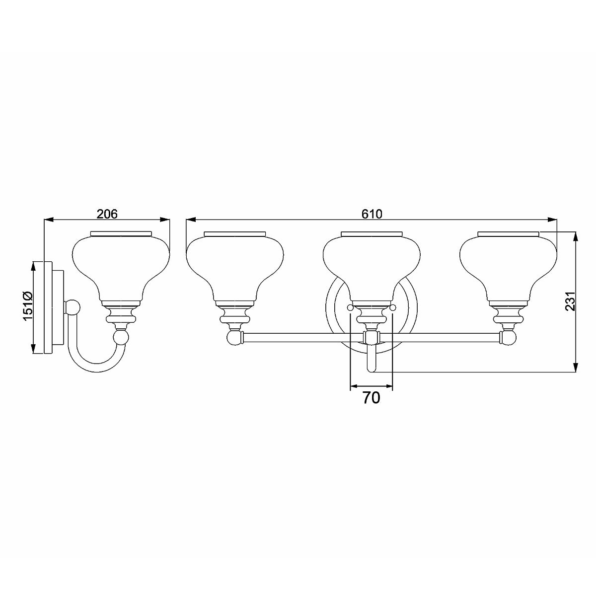 Bad-Wandleuchte Ainsley (verchromt) 3x - Elstead Lighting