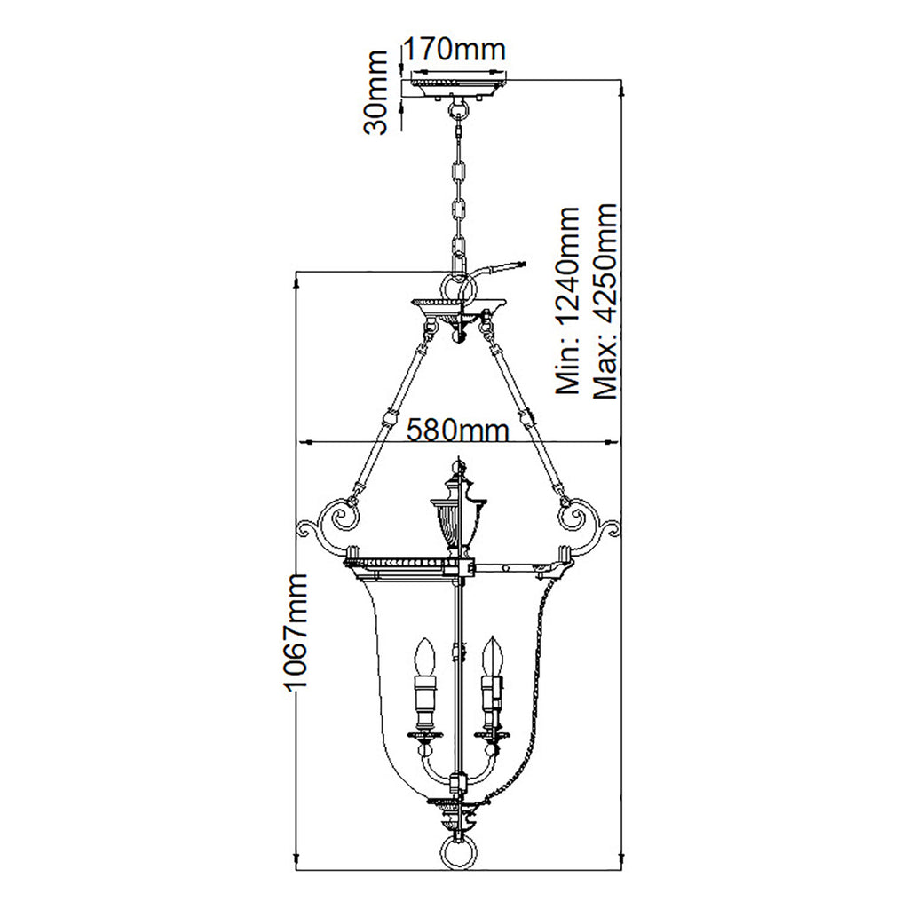 Pendelleuchte Cambridge (messingfarben) 3x - Elstead Lighting