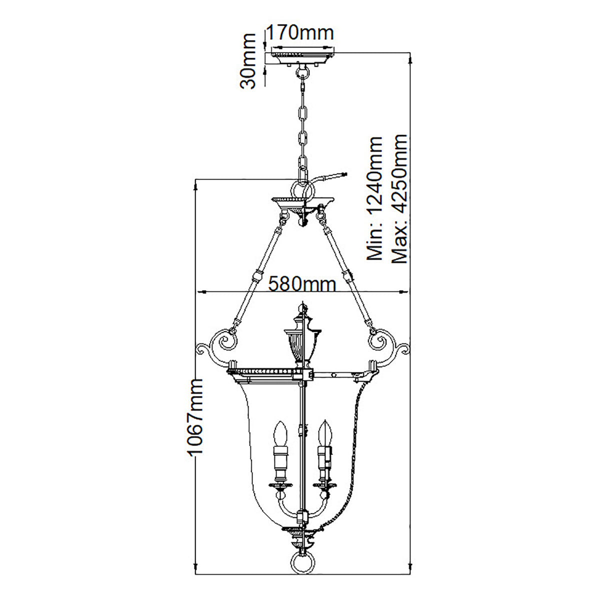 Pendelleuchte Cambridge (messingfarben) 3x - Elstead Lighting