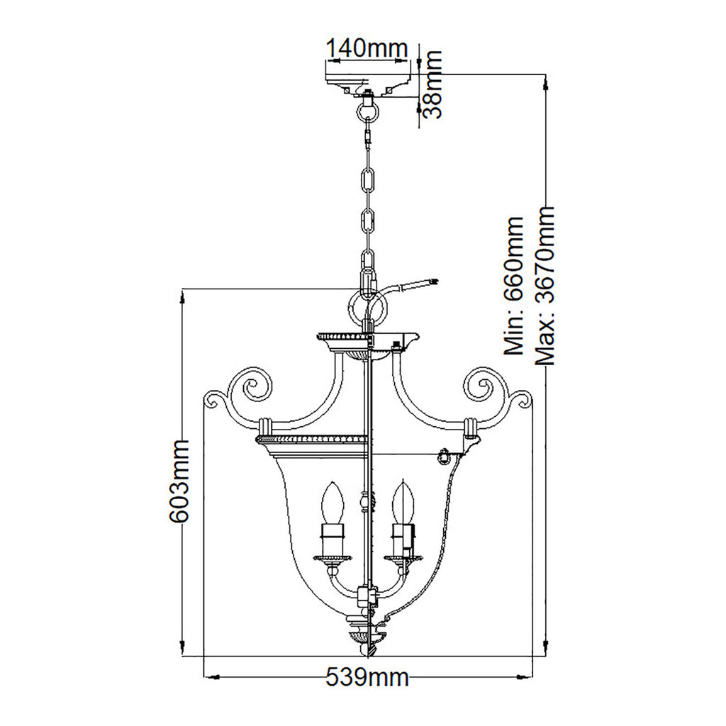 Pendelleuchte Cambridge (messingfarben) 3x - Elstead Lighting