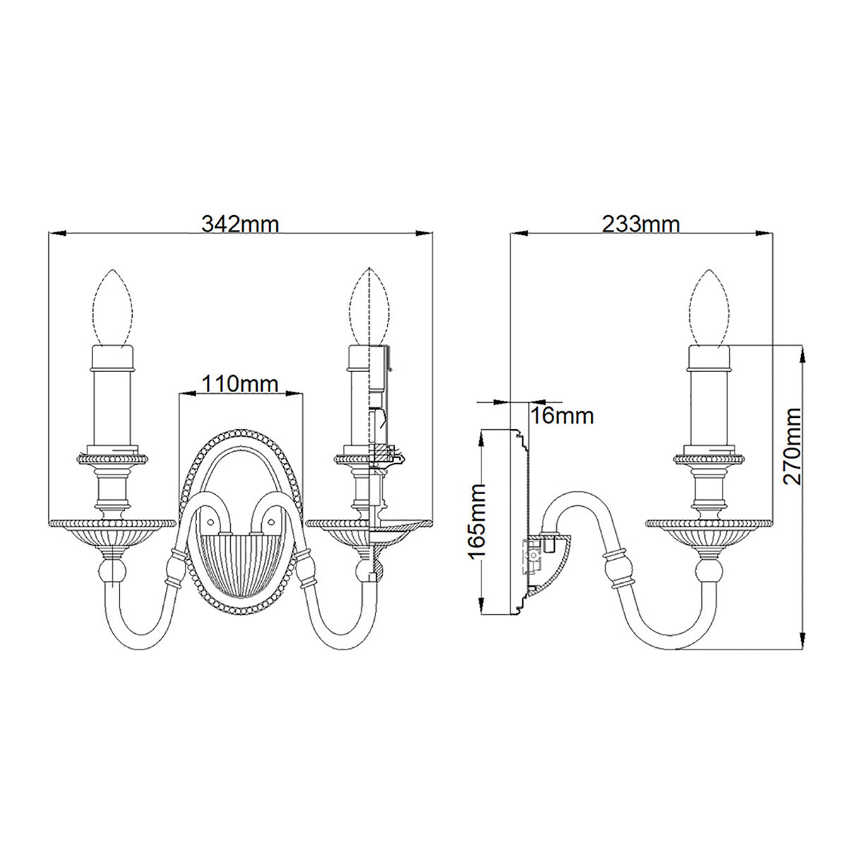 Wandleuchte Cambridge (Brushed Champagn) 2x - Elstead Lighting