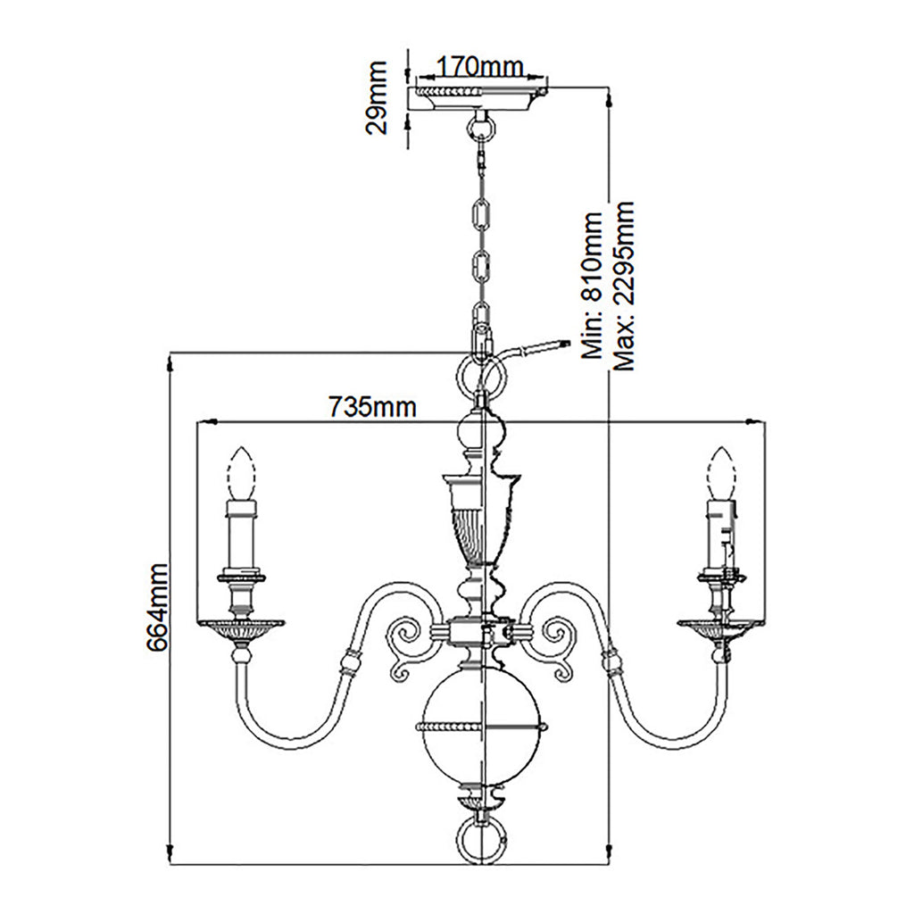 Pendelleuchte Cambridge (messingfarben) 6x - Elstead Lighting
