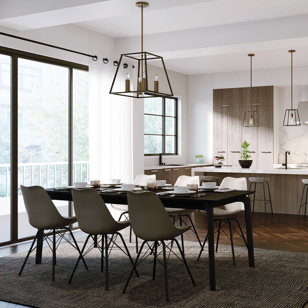 Pendelleuchte Fulton (bronzefarben) 4x - Elstead Lighting