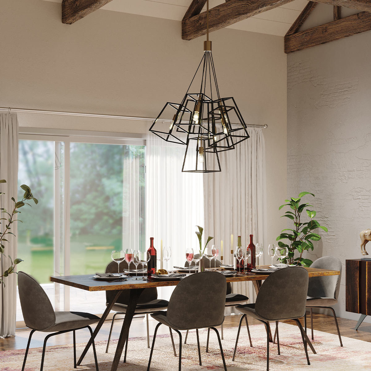 Pendelleuchte Fulton (bronzefarben) 7x - Elstead Lighting