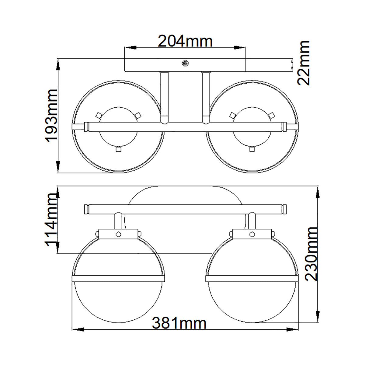 Bad-Wandleuchte Hollis (schwarz) 2x - Elstead Lighting