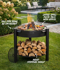 SET - Hohe Feuerschale MONTANA 80cm mit Grillplatte 78cm (4 Griffe) & Grillrost 37cm