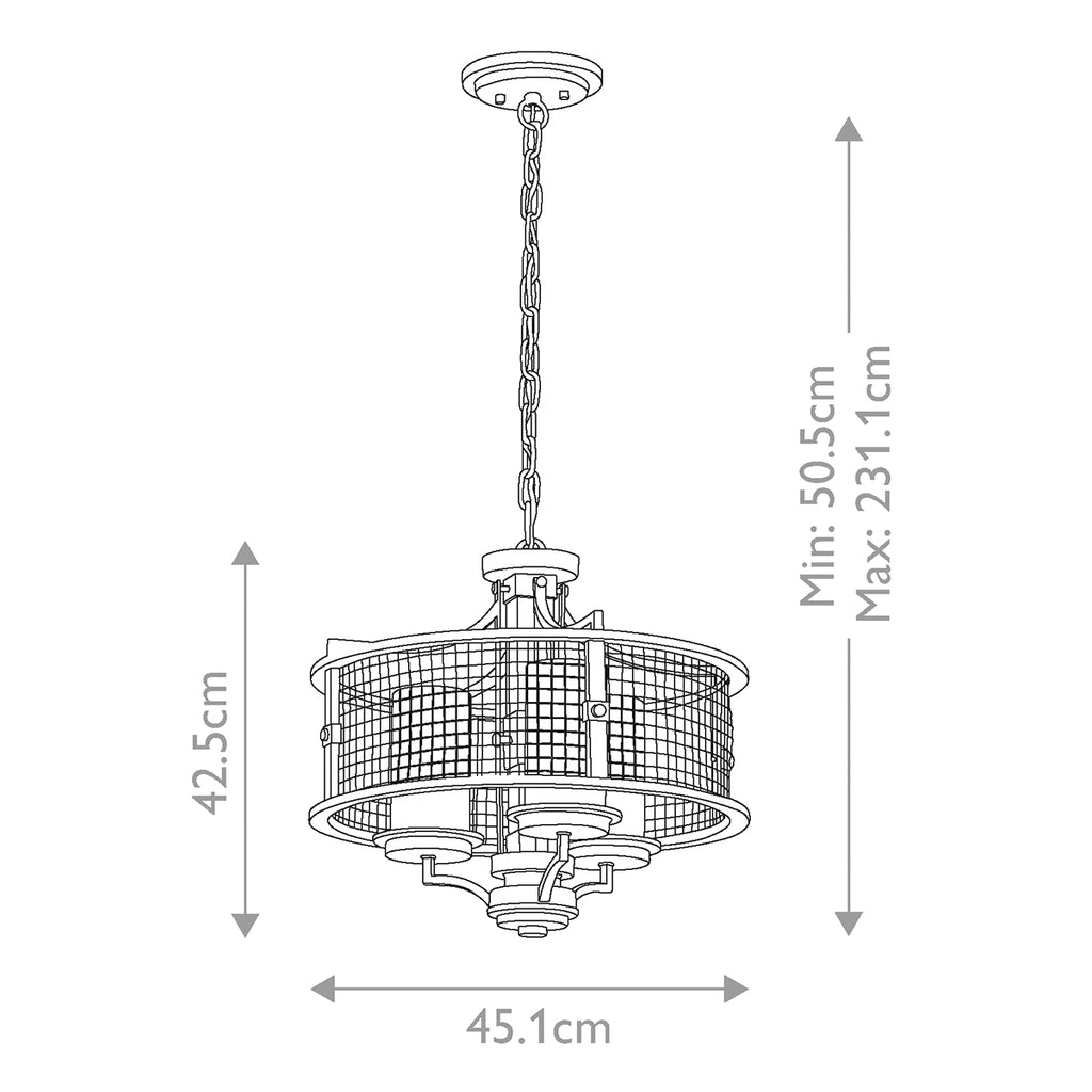 Pendelleuchte Ahrendale (Anvil Iron) 3x - Elstead Lighting