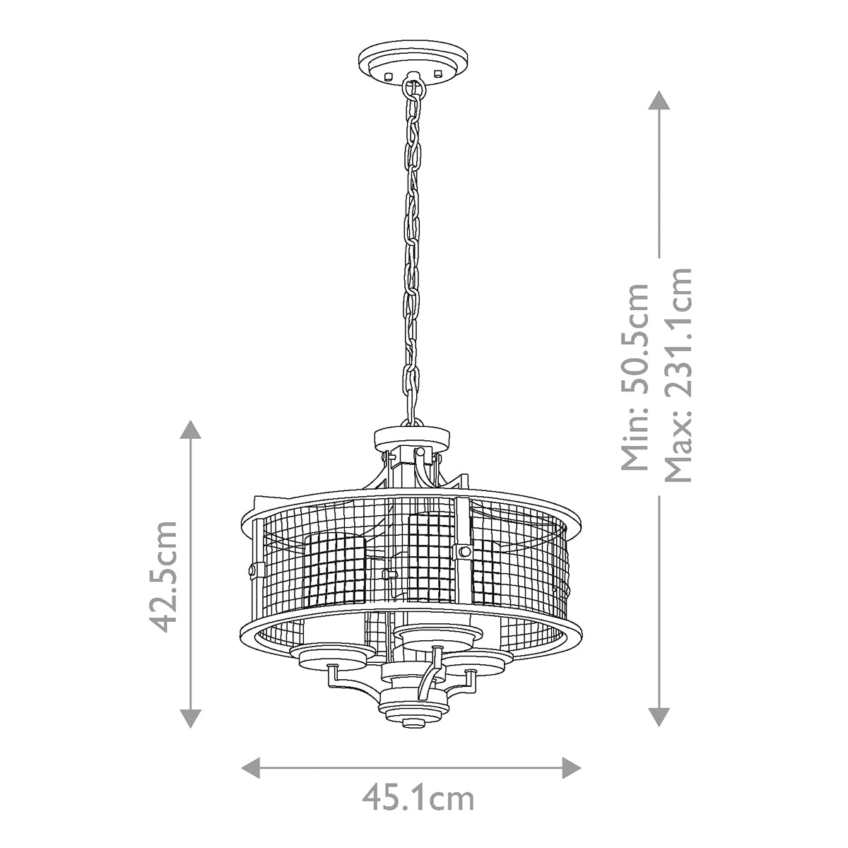 Pendelleuchte Ahrendale (Anvil Iron) 3x - Elstead Lighting