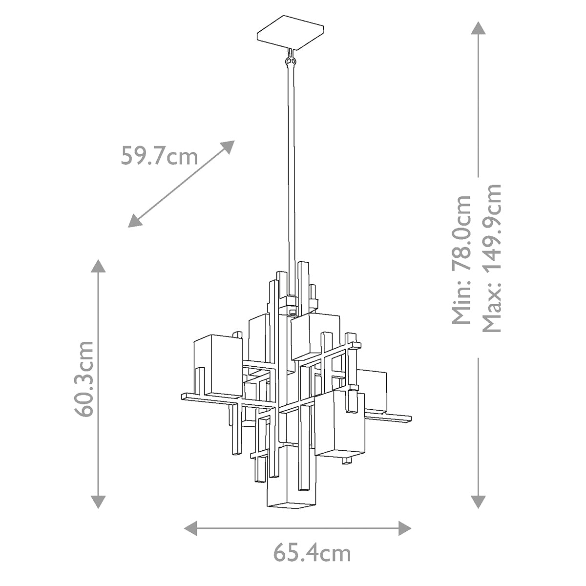 Pendelleuchte City Lights (Classic Pewter) 7x - Elstead Lighting