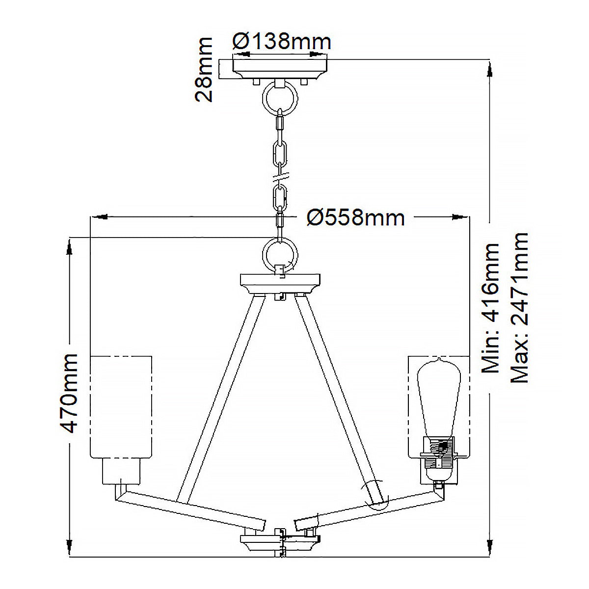 Pendelleuchte Deryn (messingfarben) 3x - Elstead Lighting